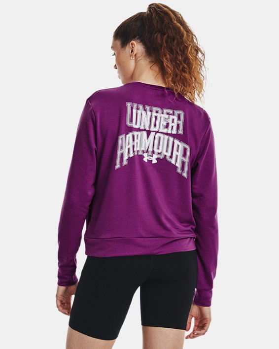 UA Rival Rundhals-Oberteil aus French-Terry mit Grafik für Damen, Purple, pdpMainDesktop image number 1